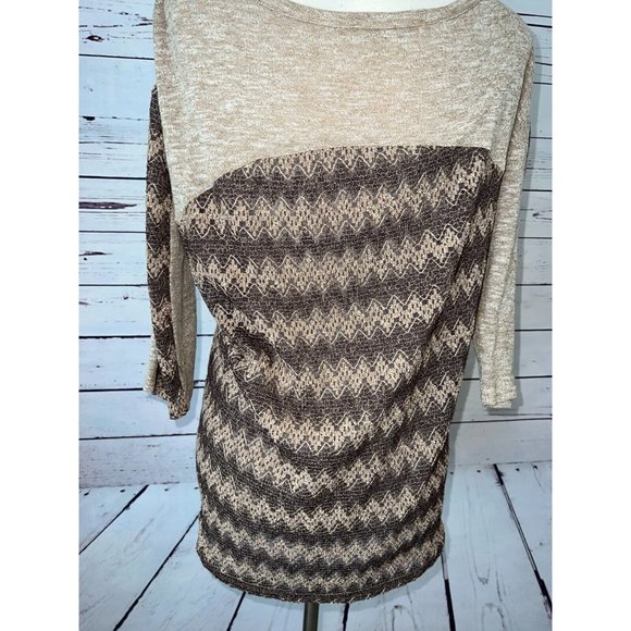 Miss Me‎ Knit Sweater Western Medium Beige Sequin Metallic Cowgirl Studded - Picture 3 of 8